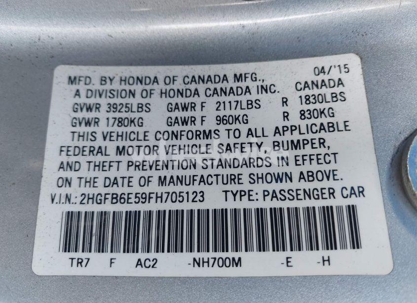 Photo 9 of 2015 Honda Civic SI (VIN 2HGFB6E59FH705123)
