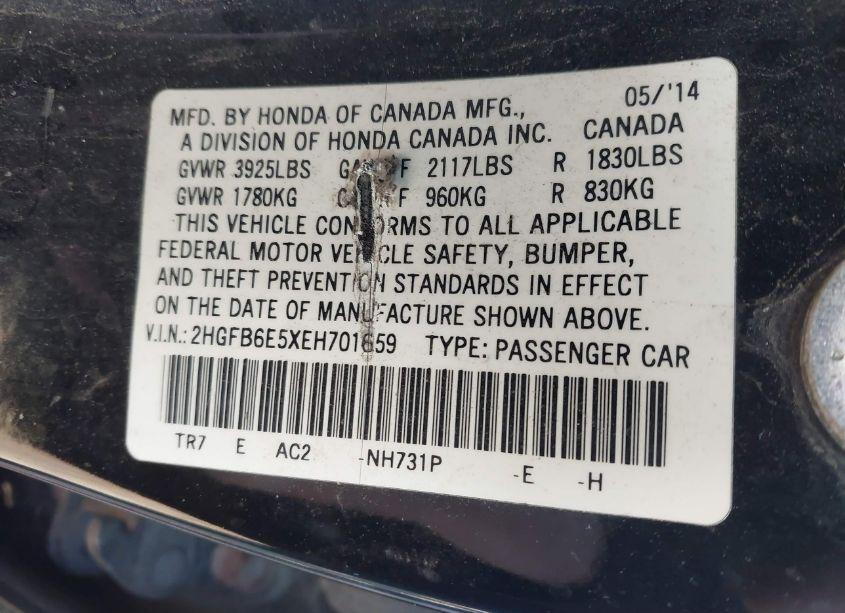 Photo 9 of 2014 Honda Civic SI (VIN 2HGFB6E5XEH701659)