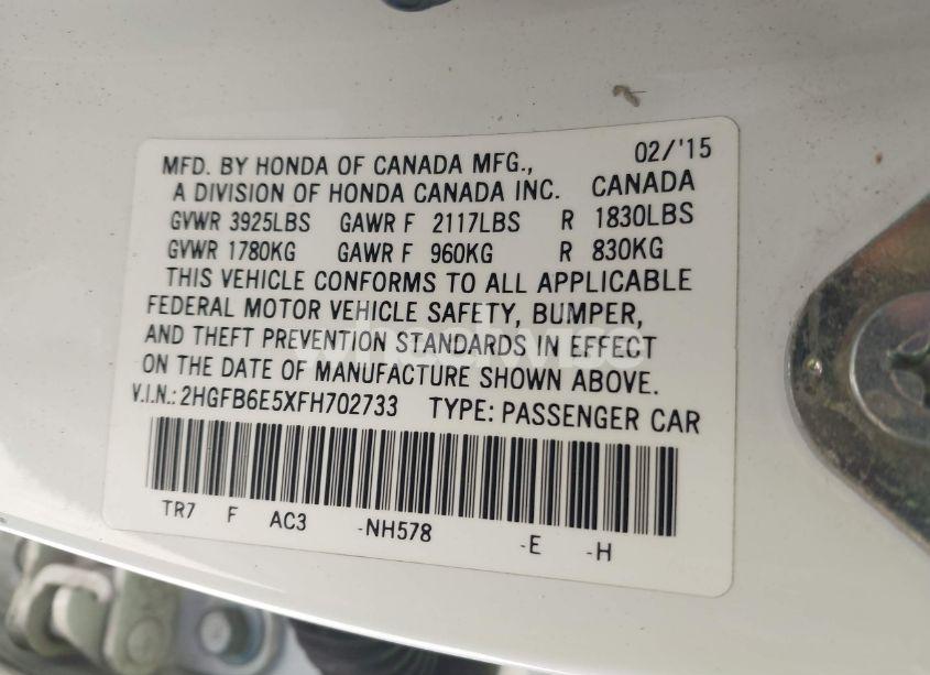 Photo 9 of 2015 Honda Civic SI (VIN 2HGFB6E5XFH702733)