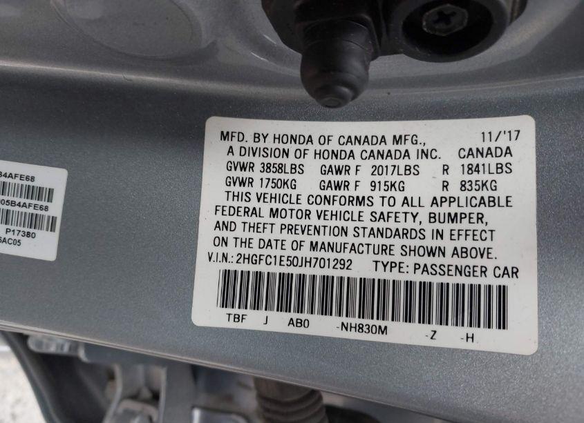 Photo 9 of 2018 Honda Civic SI (VIN 2HGFC1E50JH701292)