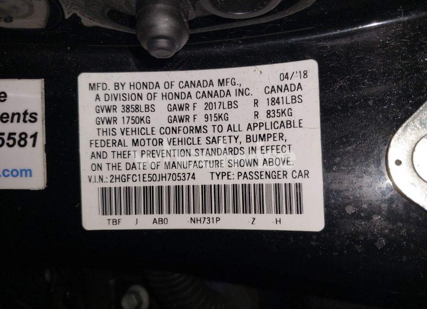 Photo 9 of 2018 Honda Civic SI (VIN 2HGFC1E50JH705374)