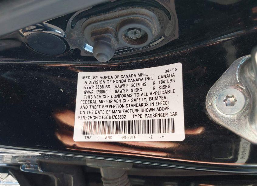 Photo 9 of 2018 Honda Civic SI (VIN 2HGFC1E50JH705892)