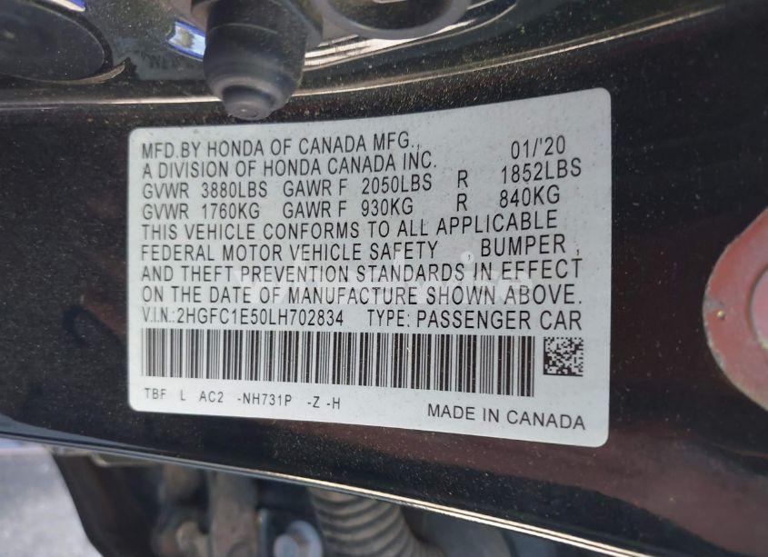 Photo 9 of 2020 Honda Civic SI SEDAN (VIN 2HGFC1E50LH702834)