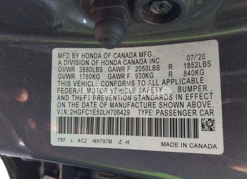 Photo 9 of 2020 Honda Civic SI SEDAN (VIN 2HGFC1E50LH706429)