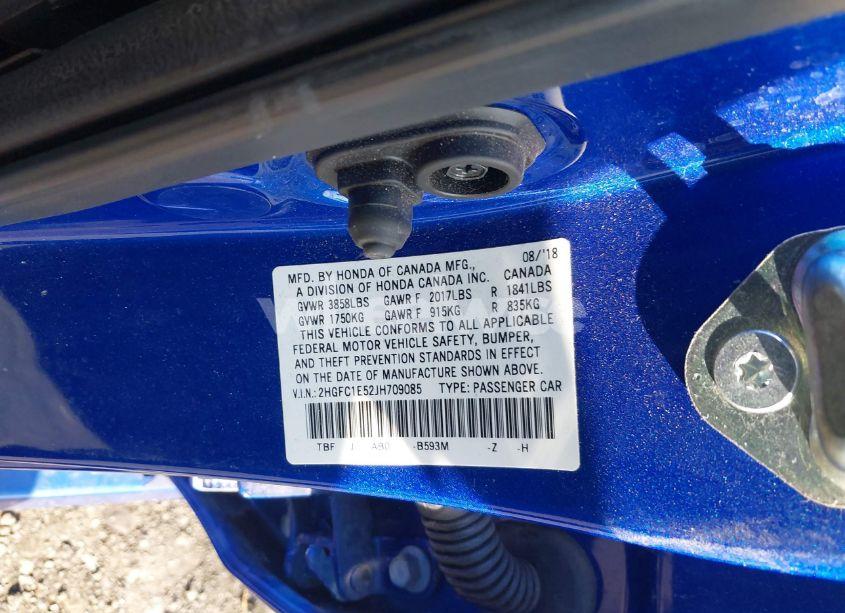 Photo 9 of 2018 Honda Civic SI (VIN 2HGFC1E52JH709085)