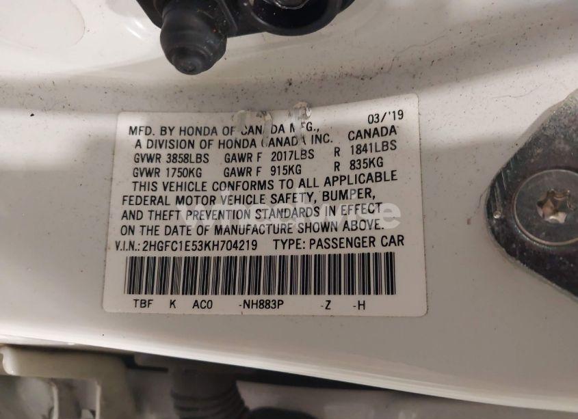 Photo 9 of 2019 Honda Civic SI (VIN 2HGFC1E53KH704219)