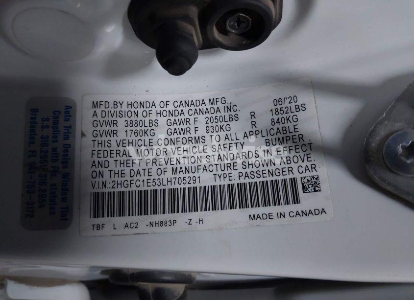 Photo 9 of 2020 Honda Civic SI SEDAN (VIN 2HGFC1E53LH705291)