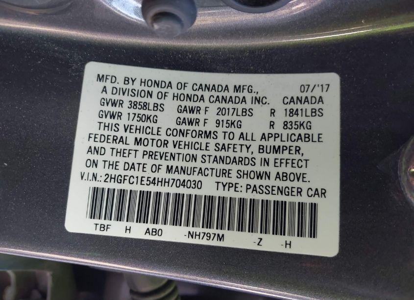 Photo 9 of 2017 Honda Civic SI (VIN 2HGFC1E54HH704030)