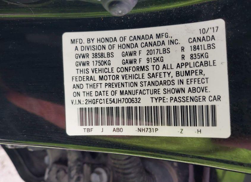 Photo 9 of 2018 Honda Civic SI (VIN 2HGFC1E54JH700632)