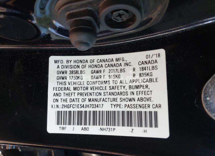 Photo 9 of 2018 Honda Civic SI (VIN 2HGFC1E54JH703417)