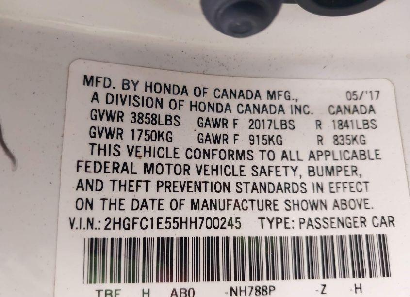 Photo 9 of 2017 Honda Civic SI (VIN 2HGFC1E55HH700245)