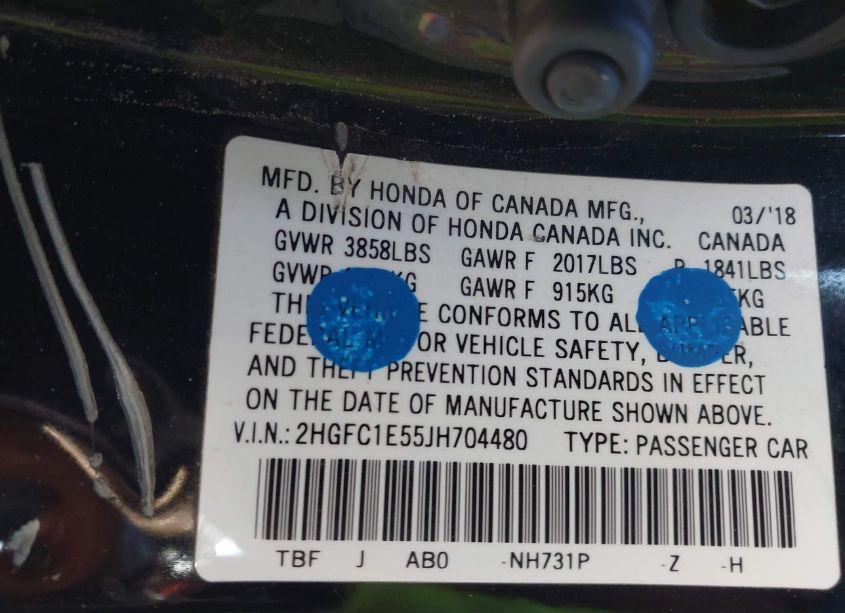 Photo 9 of 2018 Honda Civic SI (VIN 2HGFC1E55JH704480)