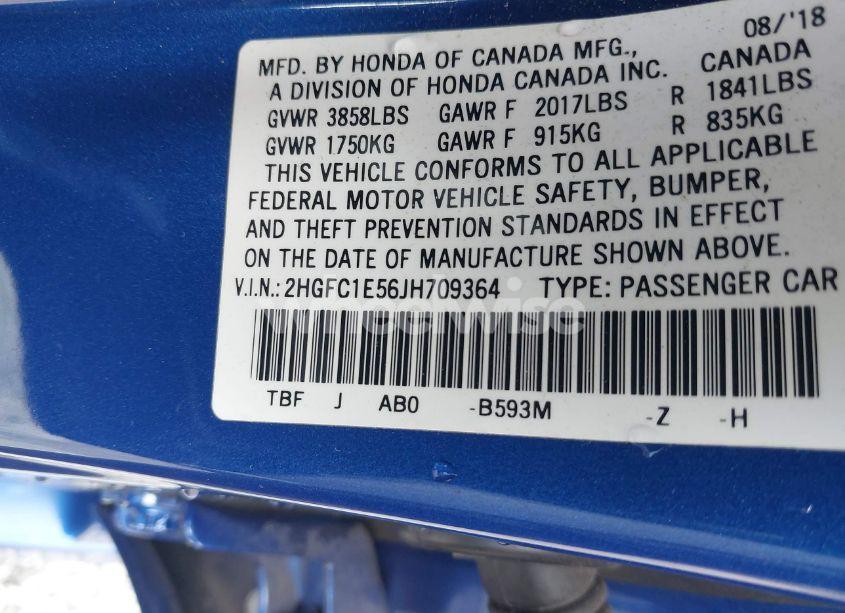 Photo 9 of 2018 Honda Civic SI (VIN 2HGFC1E56JH709364)