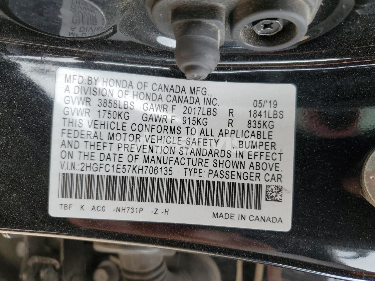 Photo 12 of 2019 HONDA CIVIC SI (VIN 2HGFC1E57KH706135)