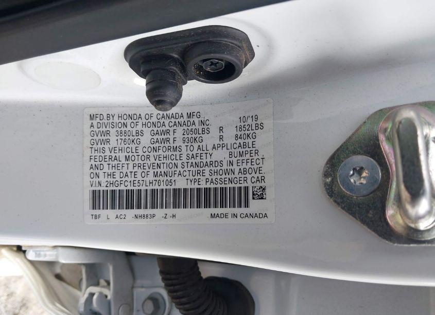 Photo 9 of 2020 Honda Civic SI SEDAN (VIN 2HGFC1E57LH701051)