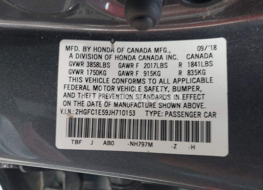 Photo 9 of 2018 Honda Civic SI (VIN 2HGFC1E59JH710153)