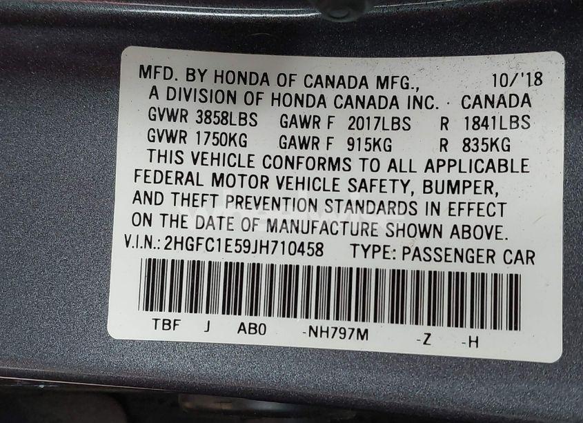 Photo 9 of 2018 Honda Civic SI (VIN 2HGFC1E59JH710458)