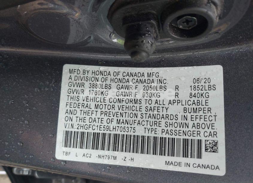 Photo 9 of 2020 Honda Civic SI SEDAN (VIN 2HGFC1E59LH705375)