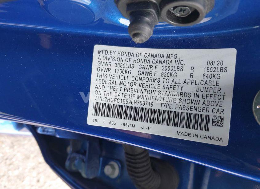 Photo 9 of 2020 Honda Civic SI SEDAN (VIN 2HGFC1E59LH706719)