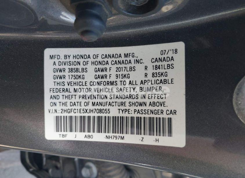 Photo 9 of 2018 Honda Civic SI (VIN 2HGFC1E5XJH708055)