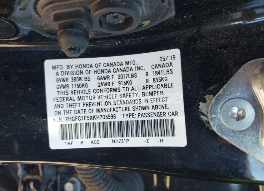 Photo 9 of 2019 Honda Civic SI (VIN 2HGFC1E5XKH705996)