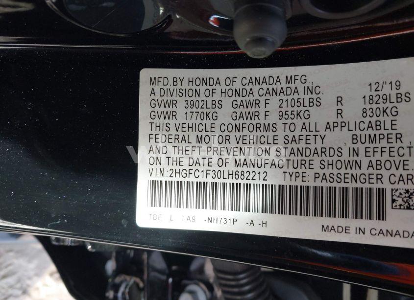 Photo 9 of 2020 Honda Civic EX (VIN 2HGFC1F30LH682212)