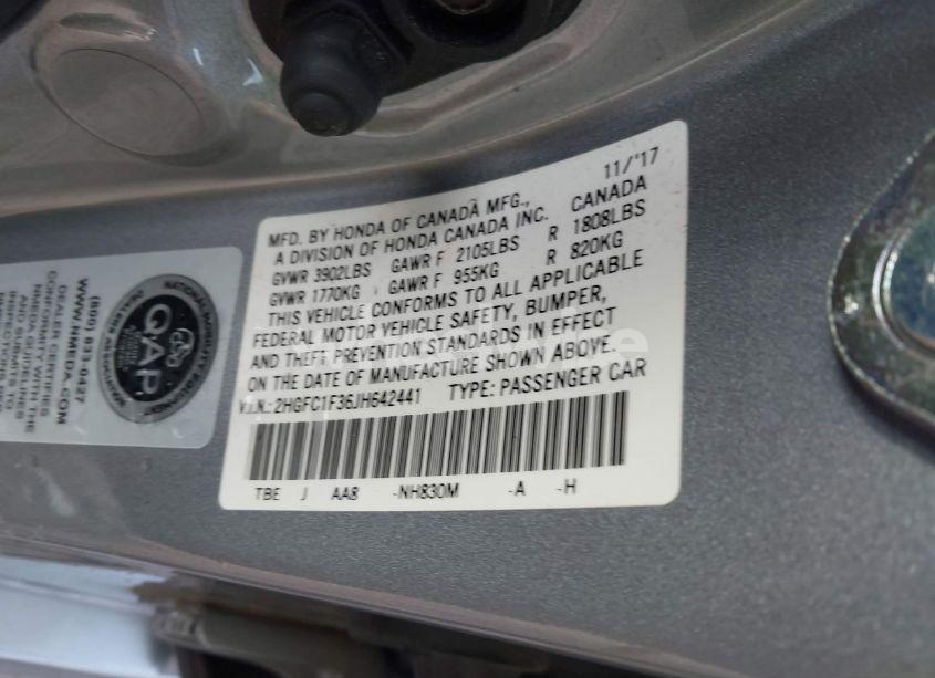 Photo 9 of 2018 Honda Civic EX-T (VIN 2HGFC1F36JH642441)