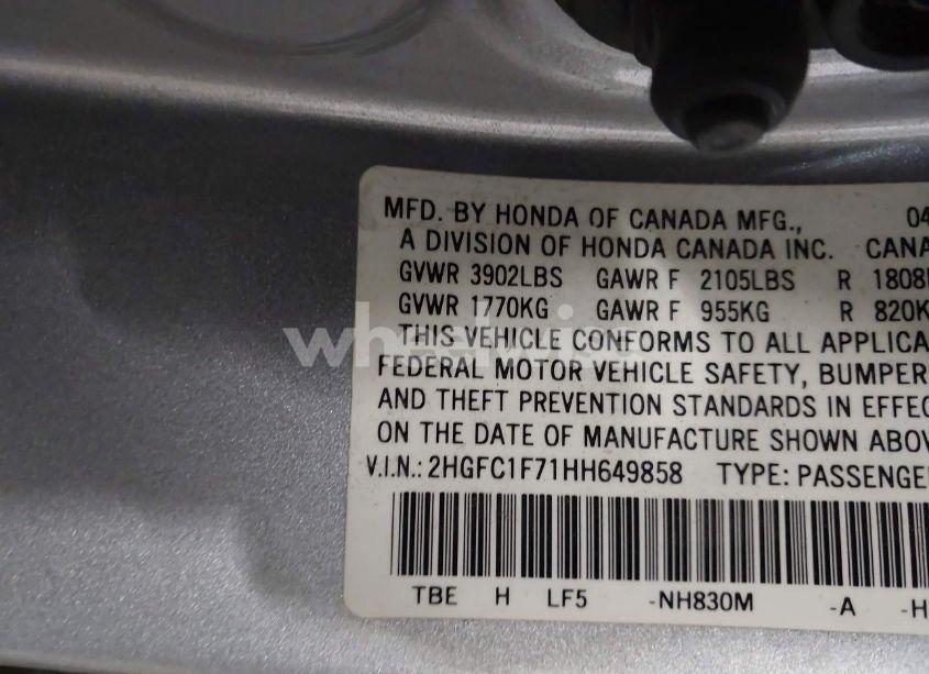 Photo 9 of 2017 Honda Civic EX-L (VIN 2HGFC1F71HH649858)