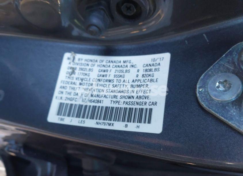 Photo 9 of 2018 Honda Civic EX-L (VIN 2HGFC1F87JH640841)