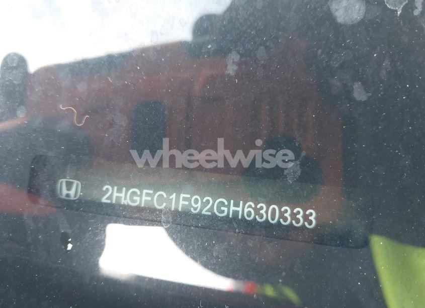 Photo 9 of 2016 Honda Civic TOURING (VIN 2HGFC1F92GH630333)