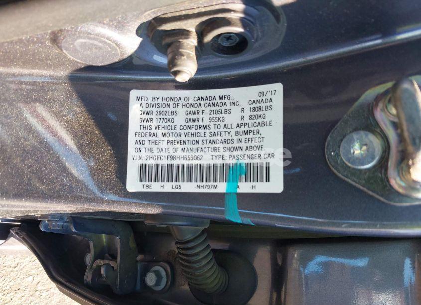 Photo 9 of 2017 Honda Civic TOURING (VIN 2HGFC1F98HH659062)