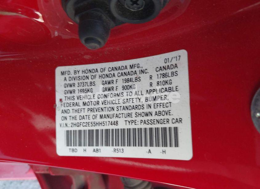 Photo 9 of 2017 Honda Civic LX (VIN 2HGFC2E55HH517448)