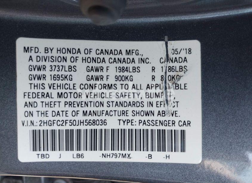 Photo 9 of 2018 Honda Civic LX (VIN 2HGFC2F50JH568036)