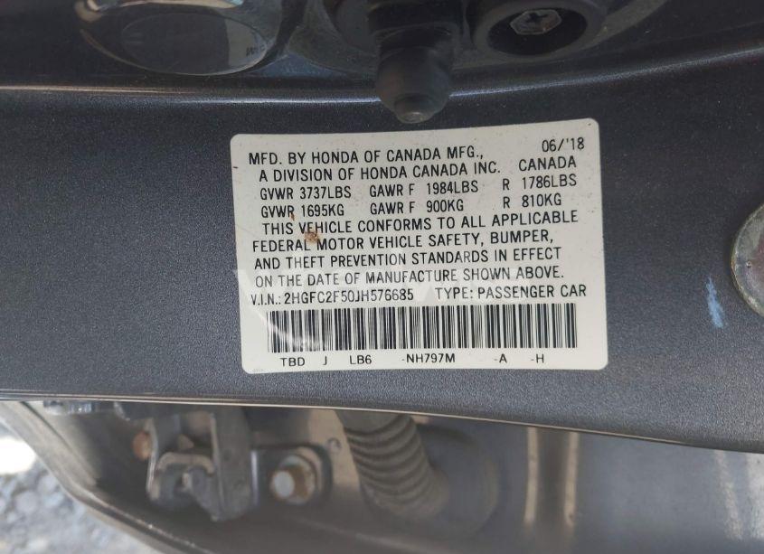 Photo 9 of 2018 Honda Civic LX (VIN 2HGFC2F50JH576685)