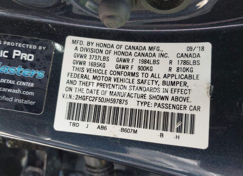 Photo 9 of 2018 Honda Civic LX (VIN 2HGFC2F50JH597875)