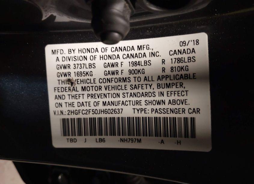 Photo 9 of 2018 Honda Civic LX (VIN 2HGFC2F50JH602637)