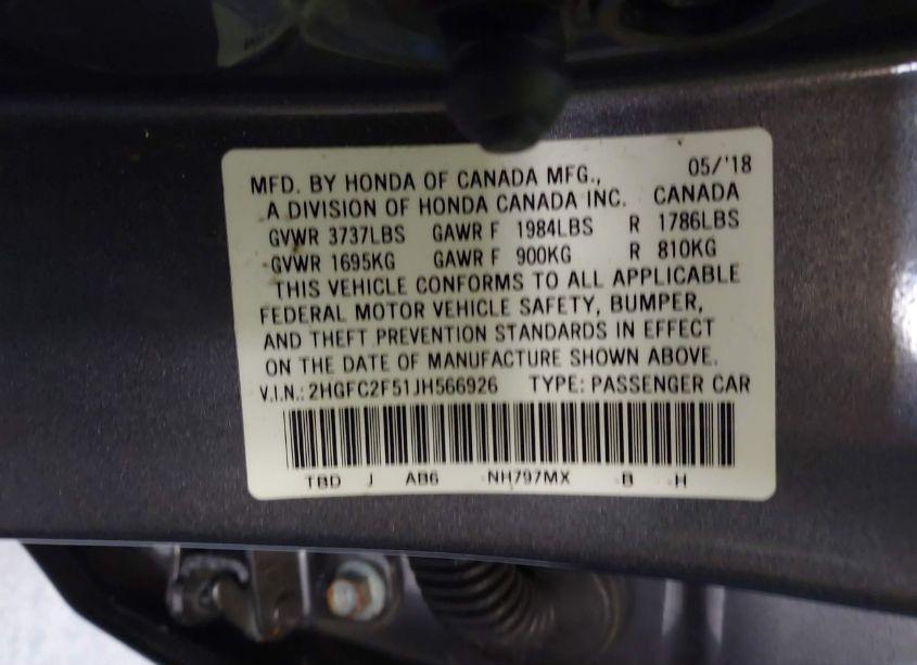 Photo 9 of 2018 Honda Civic LX (VIN 2HGFC2F51JH566926)