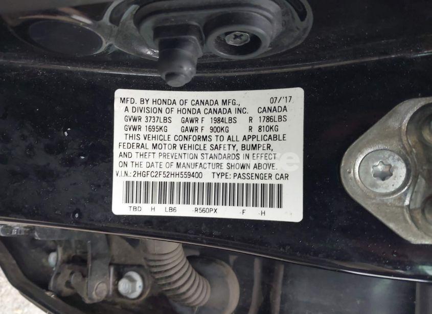 Photo 9 of 2017 Honda Civic LX (VIN 2HGFC2F52HH559400)