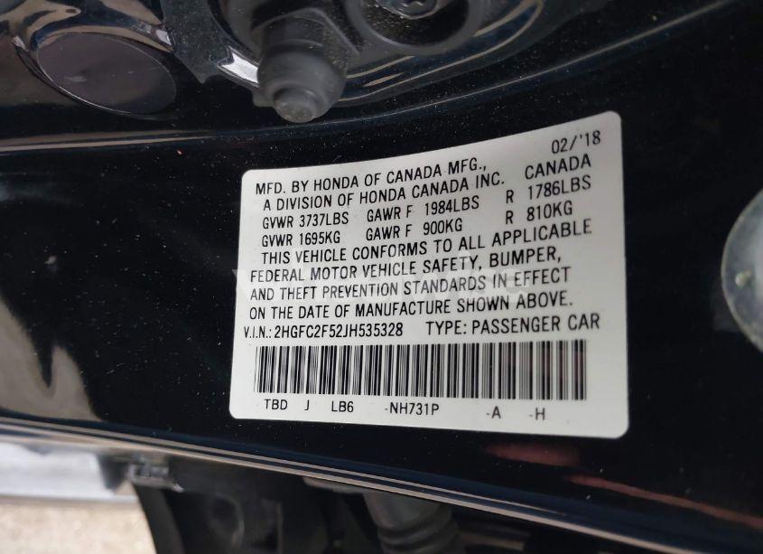 Photo 9 of 2018 Honda Civic LX (VIN 2HGFC2F52JH535328)