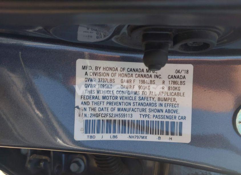 Photo 9 of 2018 Honda Civic LX (VIN 2HGFC2F52JH559113)