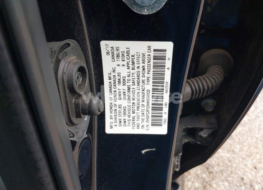 Photo 9 of 2017 Honda Civic LX (VIN 2HGFC2F53HH554903)