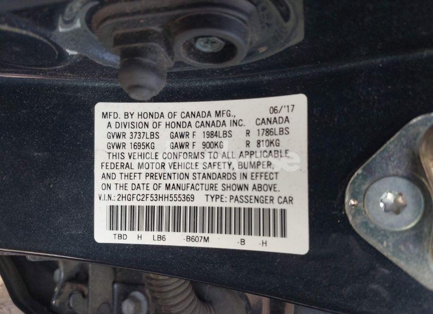 Photo 9 of 2017 Honda Civic LX (VIN 2HGFC2F53HH555369)