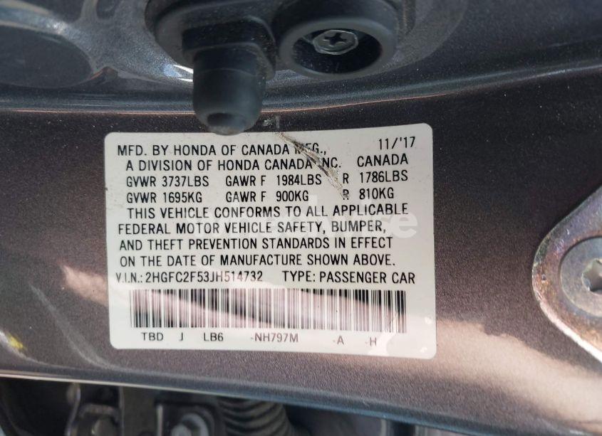 Photo 9 of 2018 Honda Civic LX (VIN 2HGFC2F53JH514732)