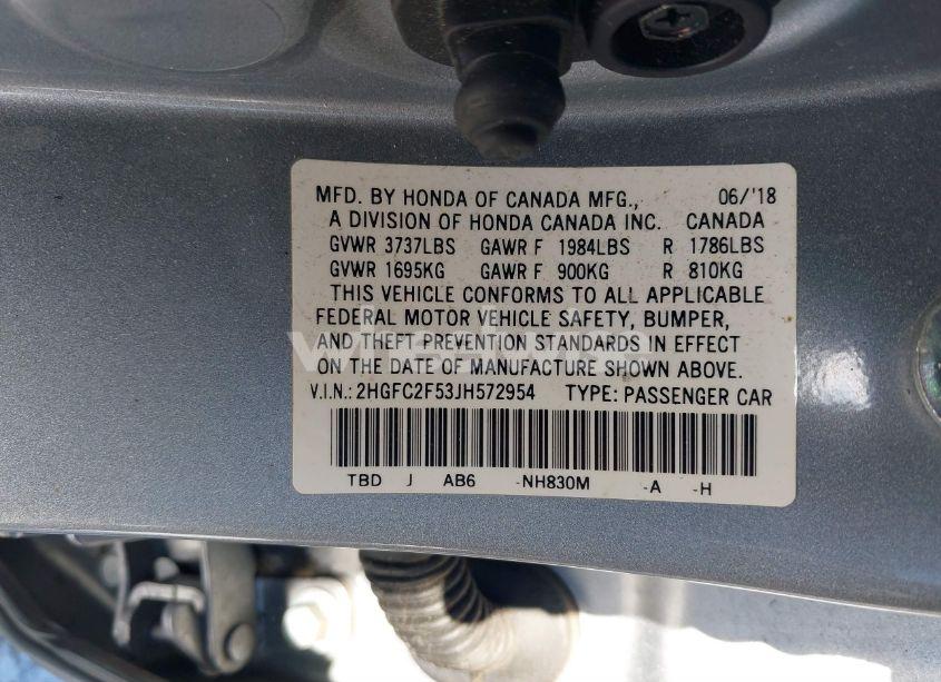 Photo 9 of 2018 Honda Civic LX (VIN 2HGFC2F53JH572954)