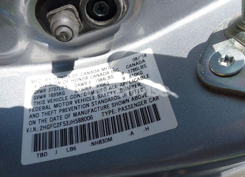 Photo 9 of 2018 Honda Civic LX (VIN 2HGFC2F53JH588006)