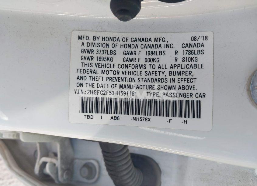 Photo 9 of 2018 Honda Civic LX (VIN 2HGFC2F53JH591181)