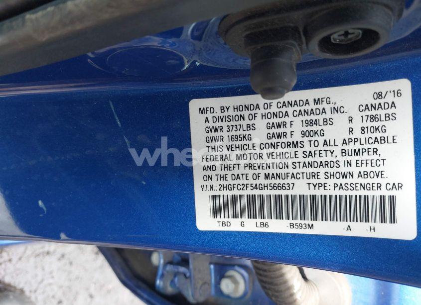 Photo 9 of 2016 Honda Civic LX (VIN 2HGFC2F54GH566637)