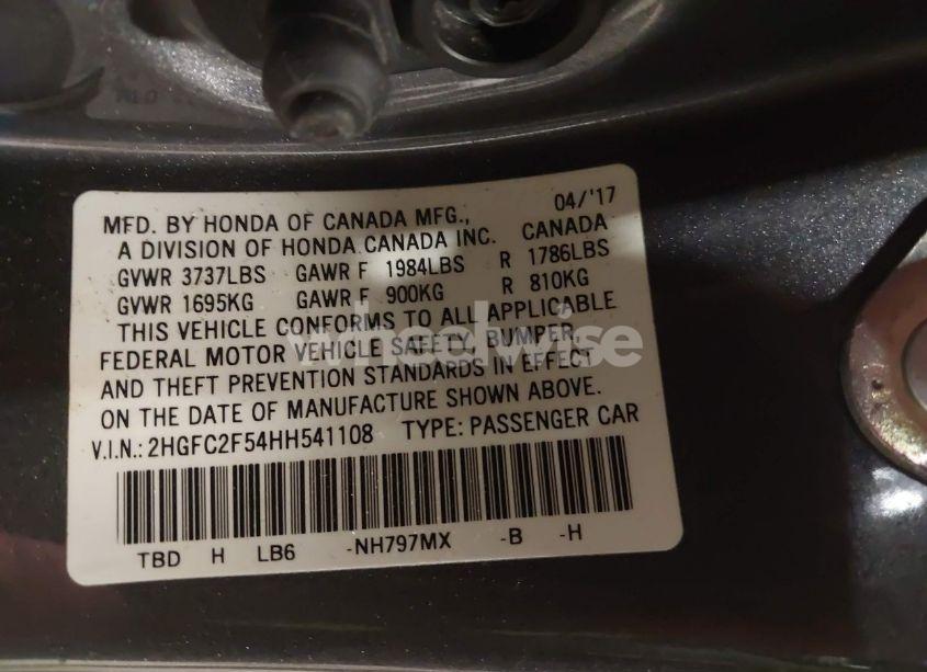 Photo 9 of 2017 Honda Civic LX (VIN 2HGFC2F54HH541108)