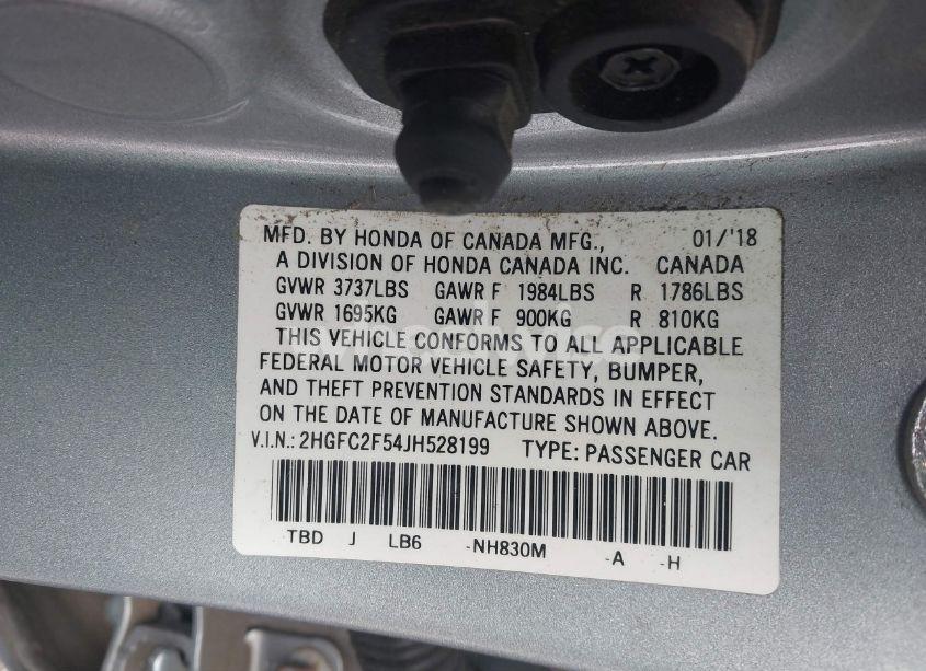 Photo 9 of 2018 Honda Civic LX (VIN 2HGFC2F54JH528199)