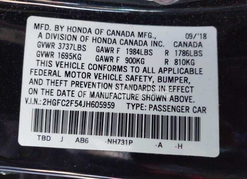 Photo 9 of 2018 Honda Civic LX (VIN 2HGFC2F54JH605959)